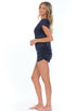 BOATNECK DRESS WITH SIDE SHIRRING BEACHWEAR - GOFRET