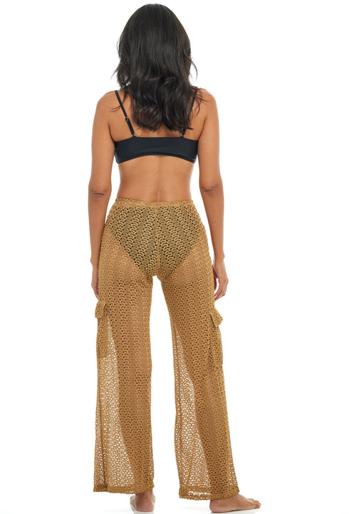 PULL ON POCKETS PANT WITH MOCK DRAWSTRING - GLAM