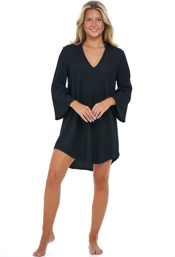 V-NECK BELL SLEEVE TUNIC - KRINKLE