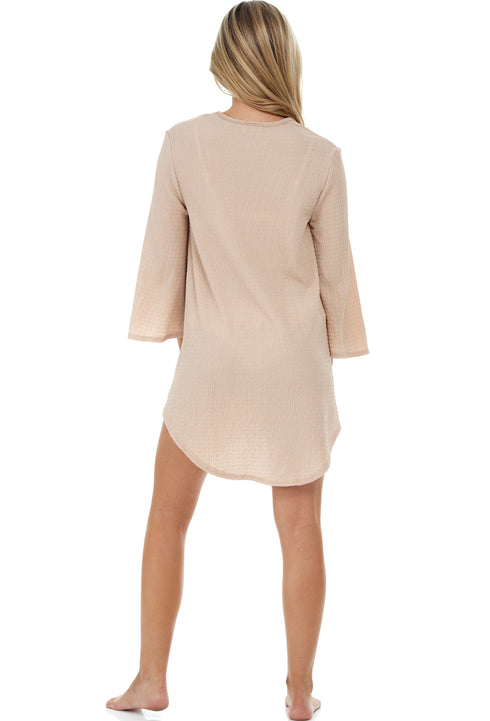 V-NECK BELL SLEEVE TUNIC - KRINKLE