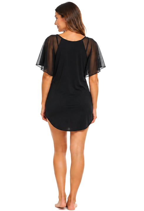 MESH DOLMAN SLEEVE BEACHWEAR TUNIC COVER-UP - MCO