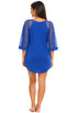 MESH SLEEVE V NECK BEACH COVER UP TUNIC - MCO