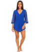 MESH SLEEVE V NECK BEACH COVER UP TUNIC - MCO