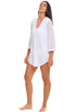 MESH SLEEVE V NECK BEACH COVER UP TUNIC - MCO