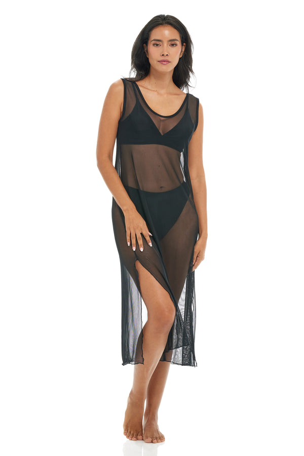 SOLID LONG DRESS - POWER MESH
