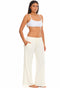 DRAWSTRING PULL ON BEACHWEAR PANT WITH POCKETS - PUCKERY