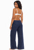 DRAWSTRING PULL ON BEACHWEAR PANT WITH POCKETS - PUCKERY