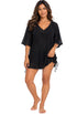 V NECK BEACH COVER UP TUNIC WITH TIE SIDE - PUCKERY