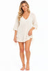 V NECK BEACH COVER UP TUNIC WITH TIE SIDE - PUCKERY
