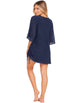 V NECK BEACH COVER UP TUNIC WITH TIE SIDE - PUCKERY