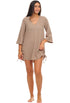 V NECK BEACH COVER UP TUNIC WITH TIE SIDE - PUCKERY