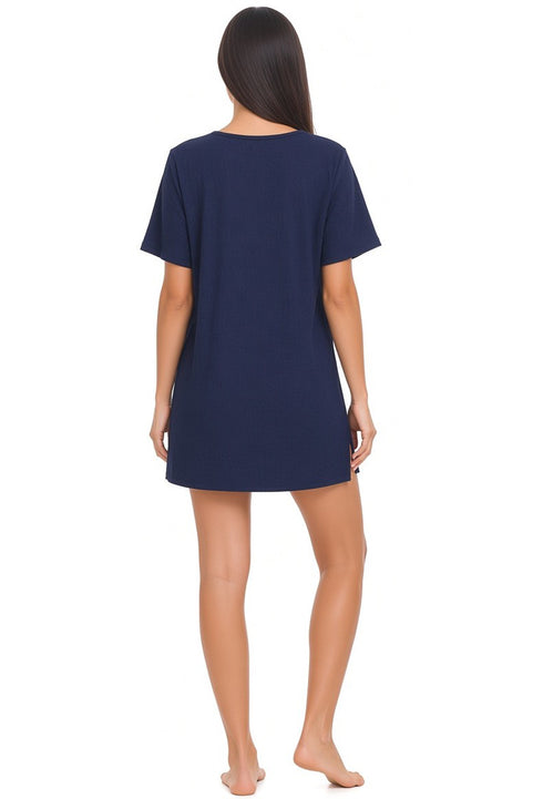 V NECK BEACH COVER UP SHORT SLEEVE TUNIC WITH POCKETS - PUCKERY