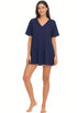 V NECK BEACH COVER UP SHORT SLEEVE TUNIC WITH POCKETS - PUCKERY