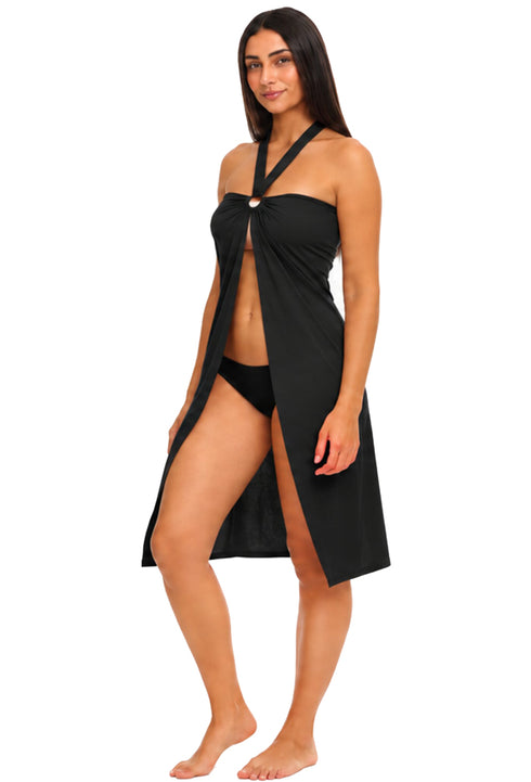 LONG DRESS BEACHWEAR WITH RING DETAIL - RNG