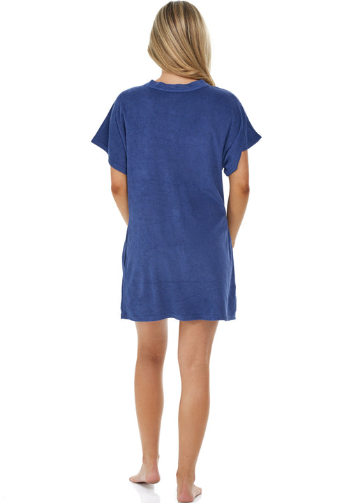BUTTON FRONT TUNIC W/ SEAM POCKETS - TERRY