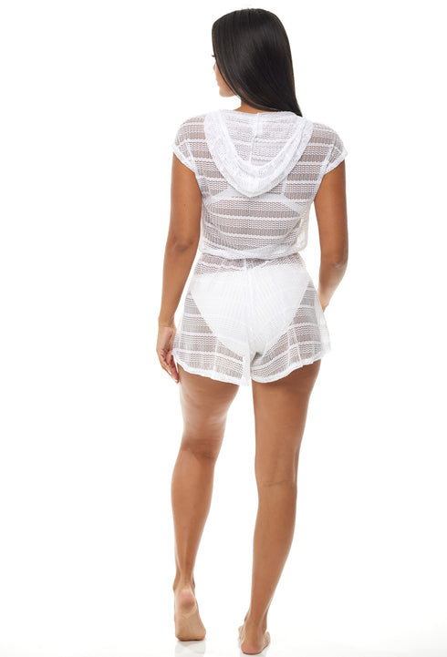 CROSSOVER SLEEVELESS HOODIE ROMPER - ARROW CHEVRON