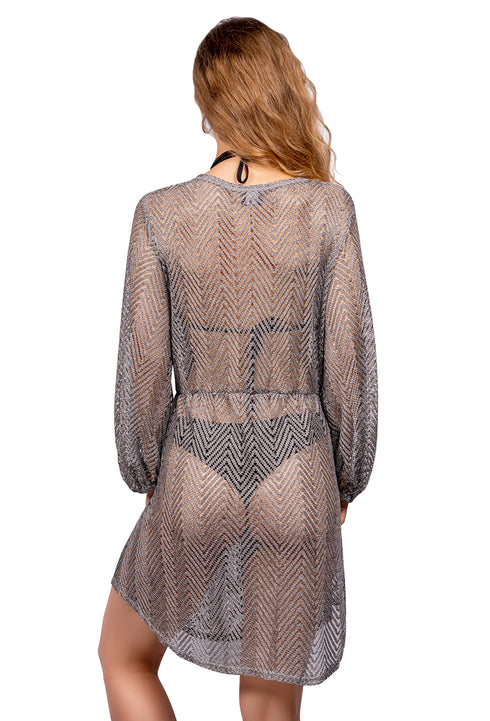 SHORT DUSTER WITH LONG SLEEVE AND TIE BELT - BELIZE