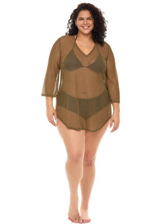 V-NECK BELL SLEEVE TUNIC - BONDI - PLUS SIZE