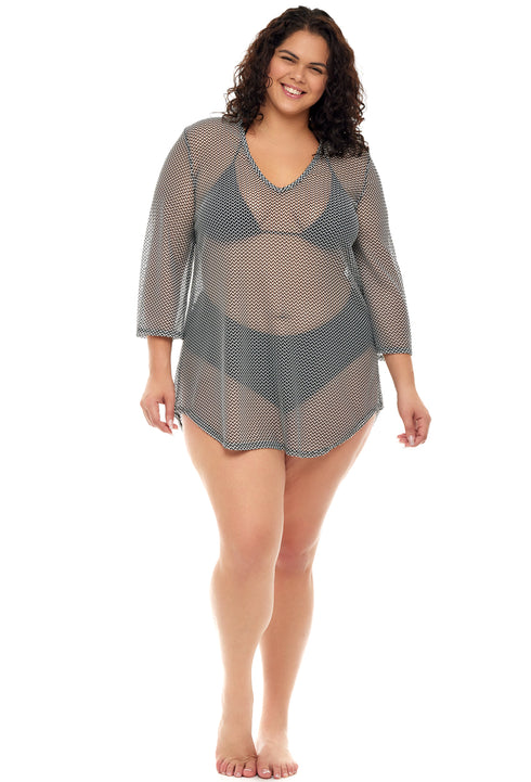 V-NECK BELL SLEEVE TUNIC - BONDI - PLUS SIZE