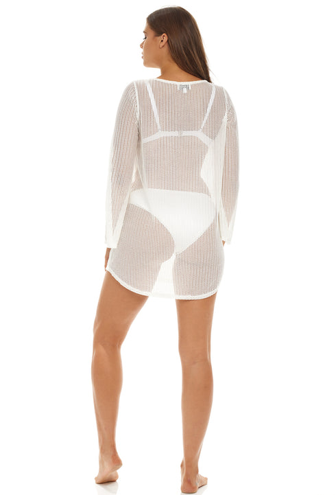 V-NECK LONG SLEEVE TUNIC - CHEVRON