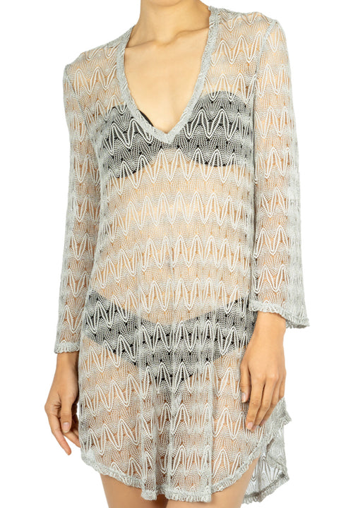 V-NECK BELL SLEEVE TUNIC - CORALINE