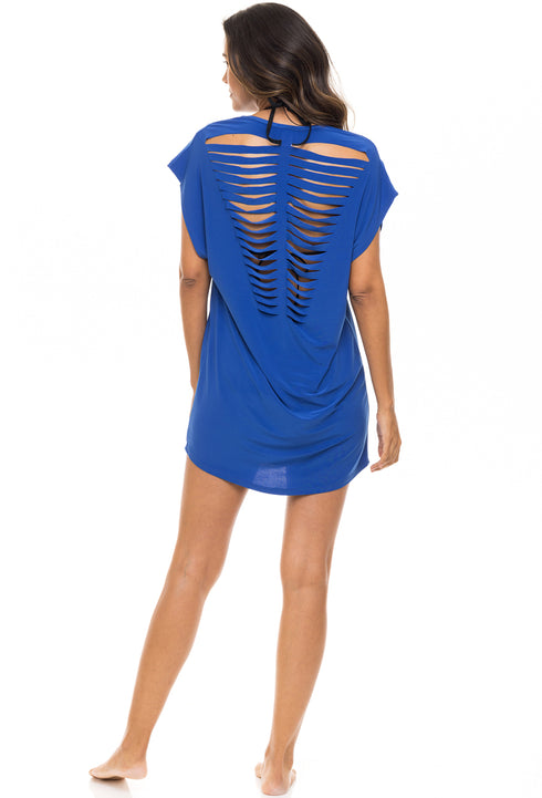 V-NECK TUNIC WITH BACK SLASHES - CUT OUT