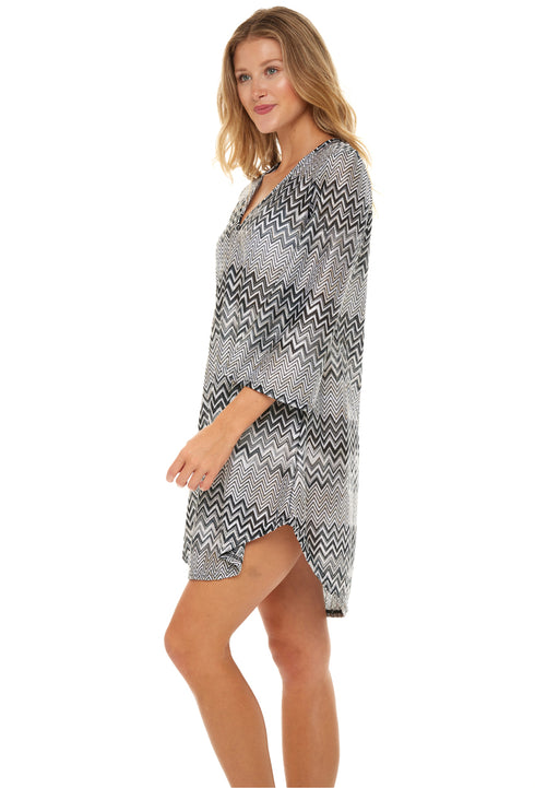 V-NECK BELL SLEEVE TUNIC - CYBELE