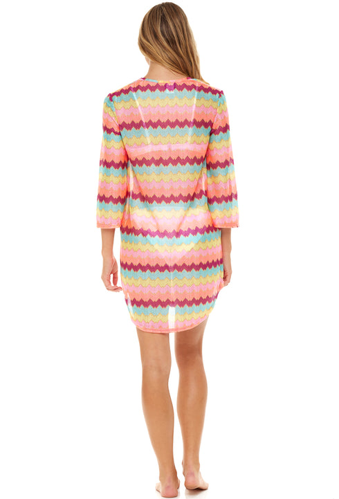 V-NECK BELL SLEEVE TUNIC - FIRE