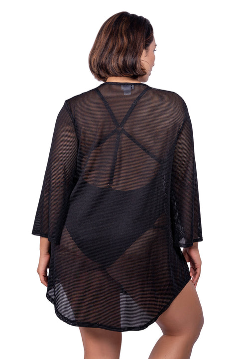 V-NECK BELL SLEEVE TUNIC - GOFRET - PLUS SIZE