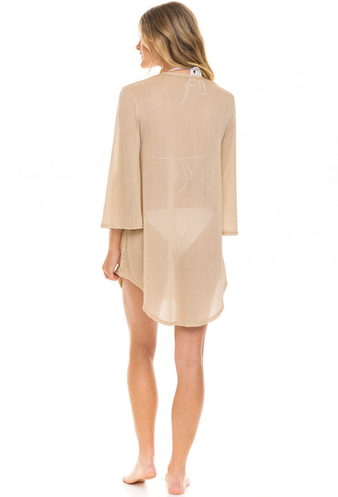 V-NECK BELL SLEEVE TUNIC - GOFRET