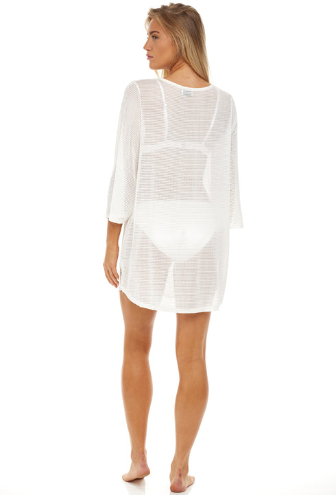 V-NECK PLACKET BELL SLEEVE TUNIC - GOFRET