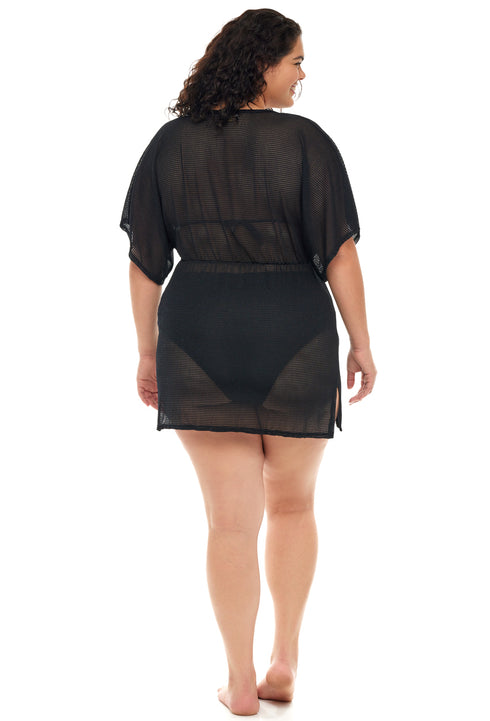 V-NECK SHORT SLEEVE TUNIC - GOFRET - PLUS SIZE