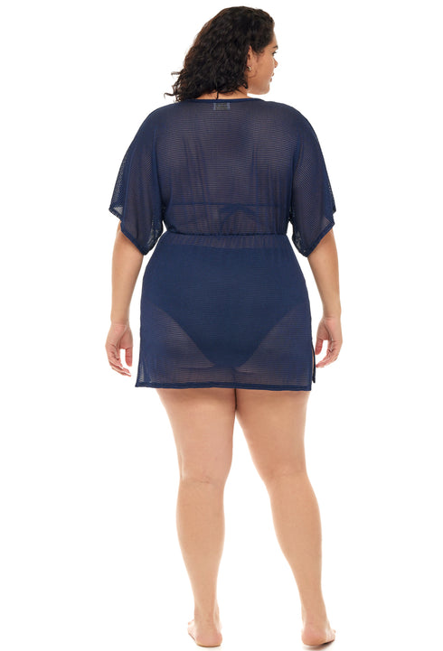V-NECK SHORT SLEEVE TUNIC - GOFRET - PLUS SIZE