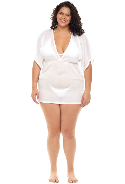 V-NECK SHORT SLEEVE TUNIC - GOFRET - PLUS SIZE