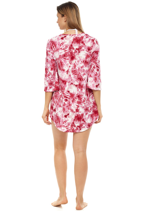 V-NECK BELL SLEEVE TUNIC - TIE DYE