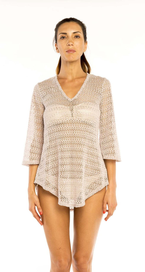 V-NECK BELL SLEEVE TUNIC - Jordan Taylor Beachwear