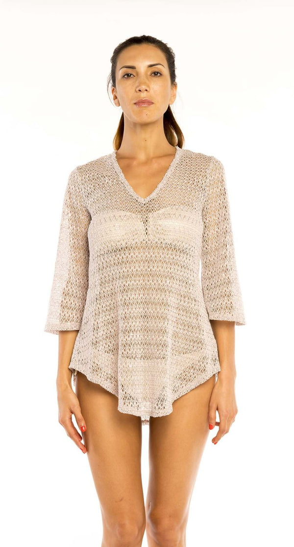 V-NECK BELL SLEEVE TUNIC - Jordan Taylor Beachwear