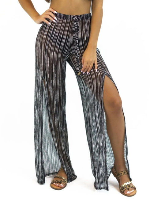 SPLIT PANT WITH MOCK DRAWSTRING - Jordan Taylor Beachwear