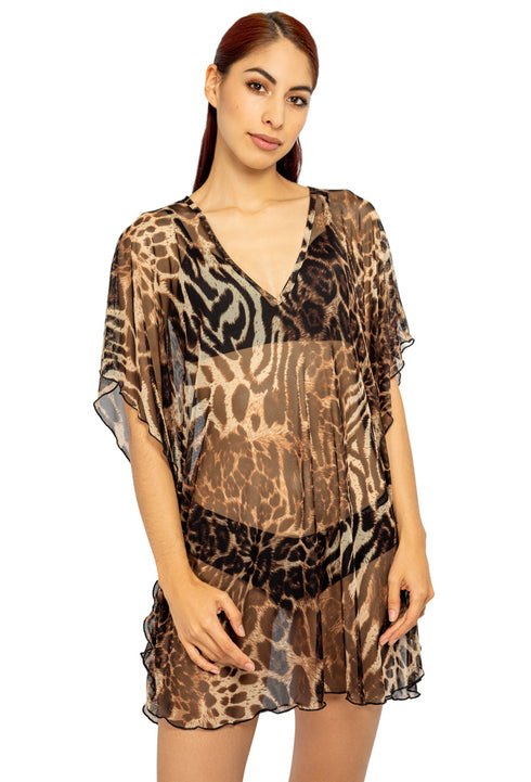 V-NECK KAFTAN - ANIMAL PRINT