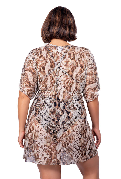 V NECK DOLMAN SLEEVES TUNIC SKIN PRINT - MOREMI