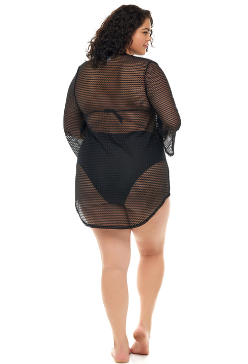 V-NECK BELL SLEEVE TUNIC - NAC - PLUS SIZE