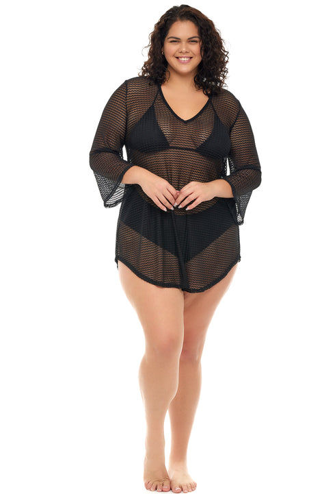 V-NECK BELL SLEEVE TUNIC - NAC - PLUS SIZE