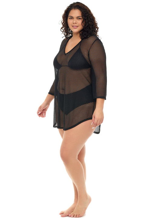 V-NECK BELL SLEEVE TUNIC - NAC - PLUS SIZE