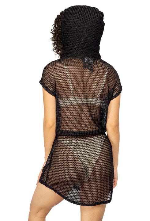 CROSSOVER SLEEVELESS HOODIE DRESS - NAC