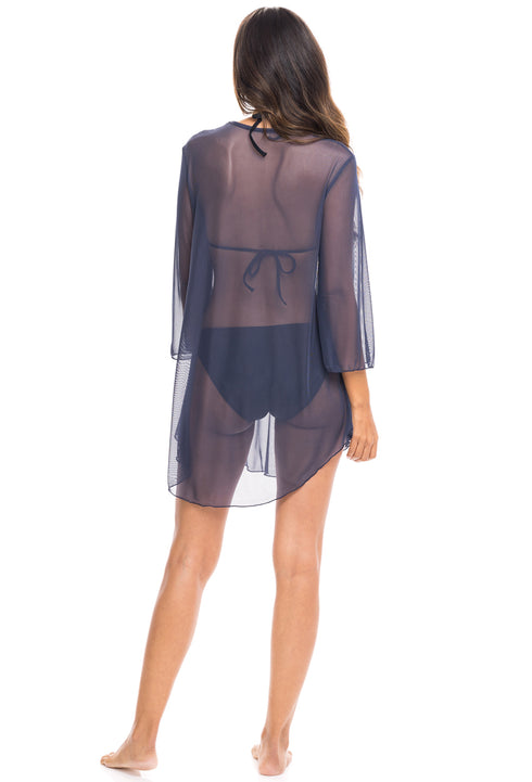 V-NECK BELL SLEEVE TUNIC - POWER MESH