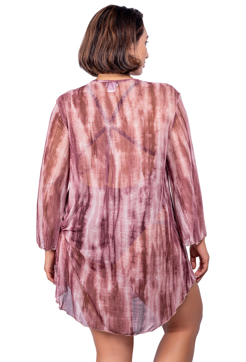 V-NECK BELL SLEEVE TUNIC - TIE DYE